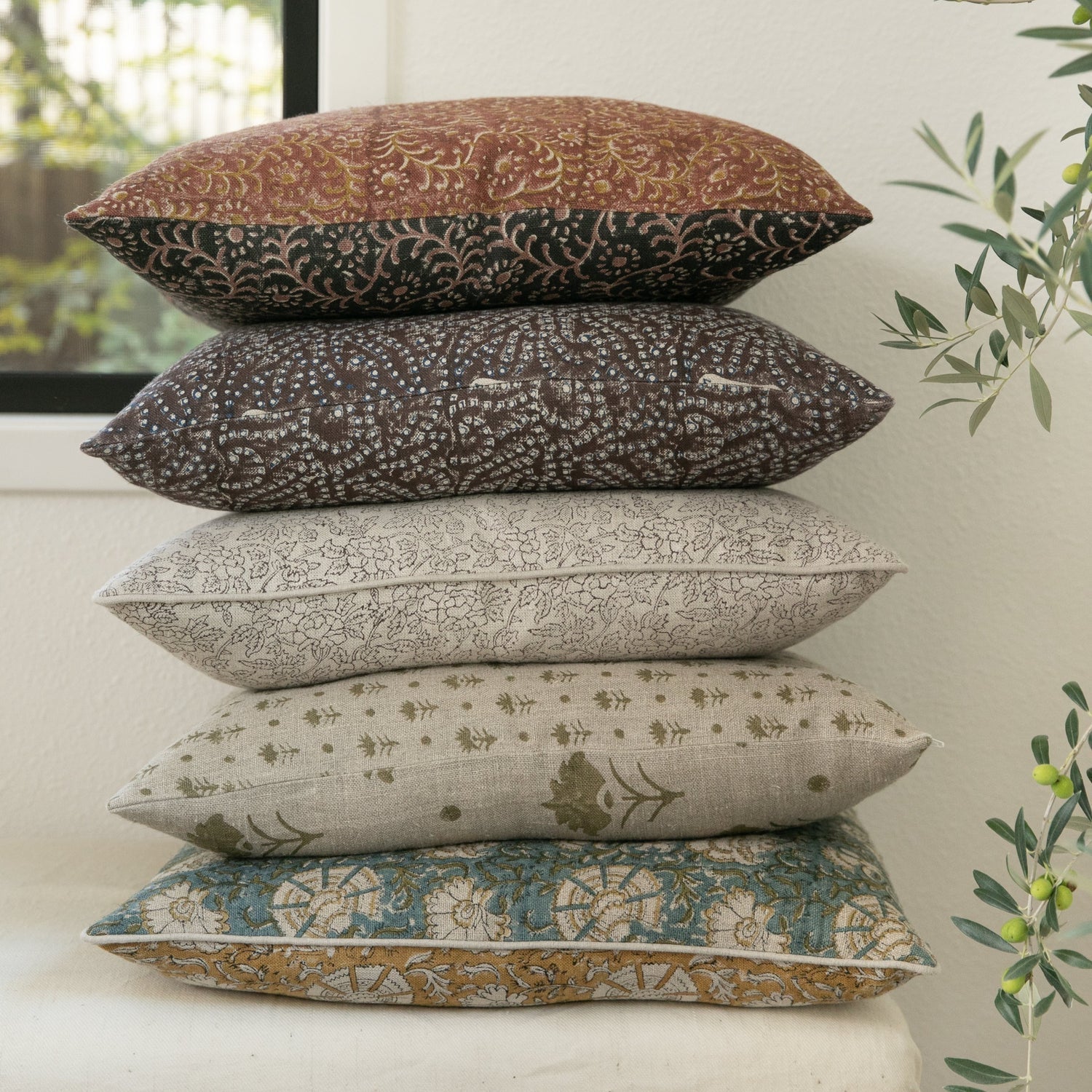 Marisa Floral Block Print Pillow Cover