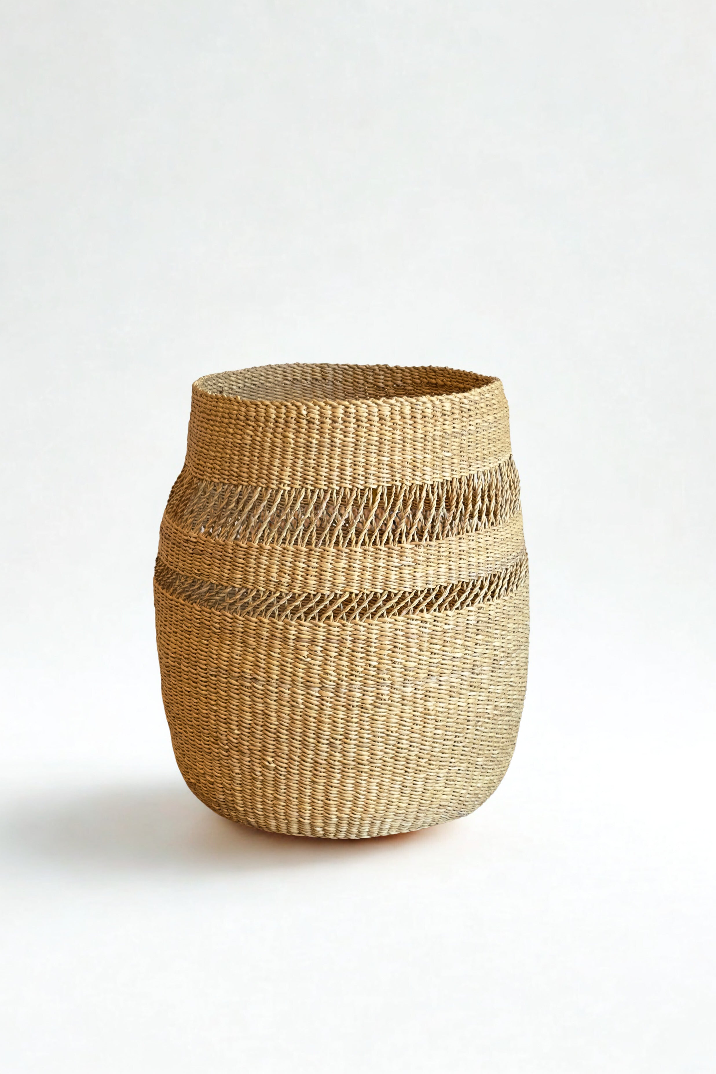 Mixed Weave Natural Planter Basket - Medium