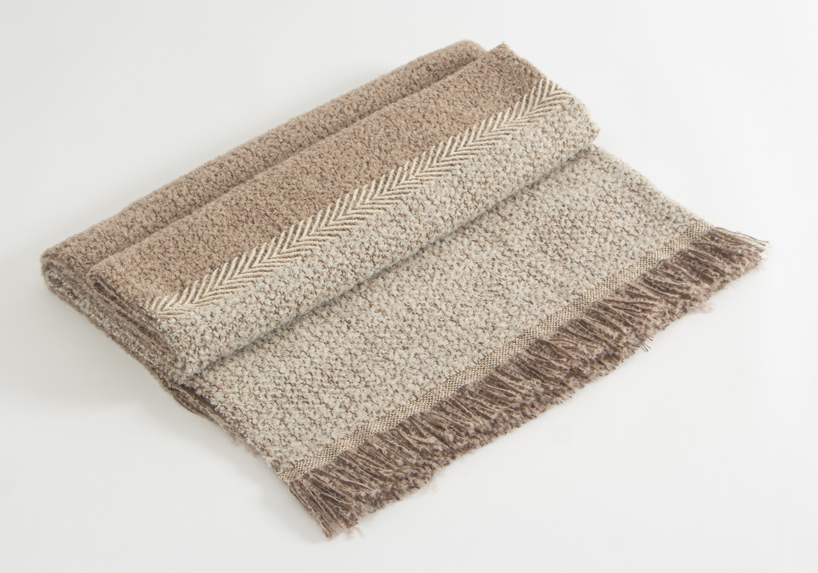 Handwoven Boucle Alpaca Throw - Brown
