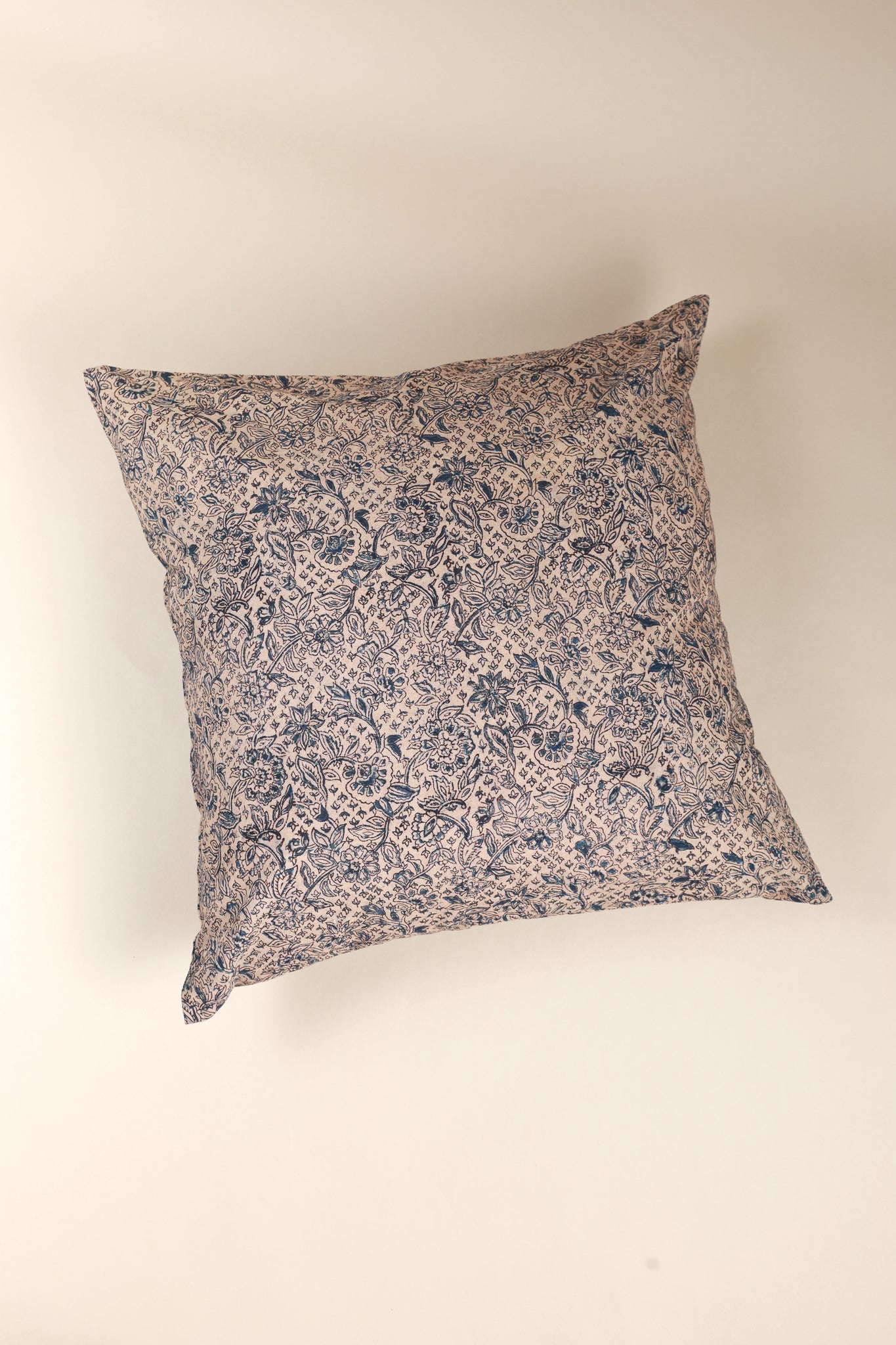 Azure Blue Kalamkari Handcrafted Pillow