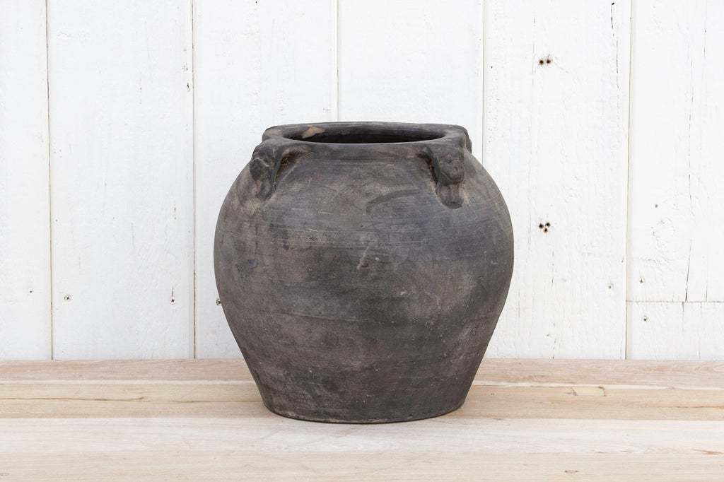Rustic Gray Earthenware Pot