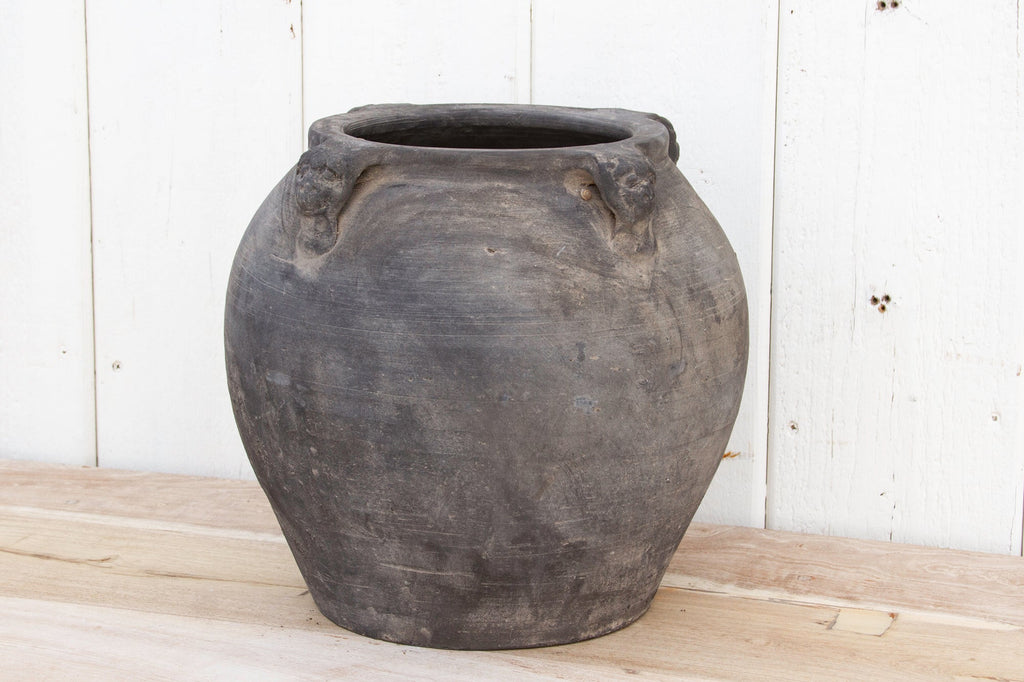 Rustic Gray Earthenware Pot