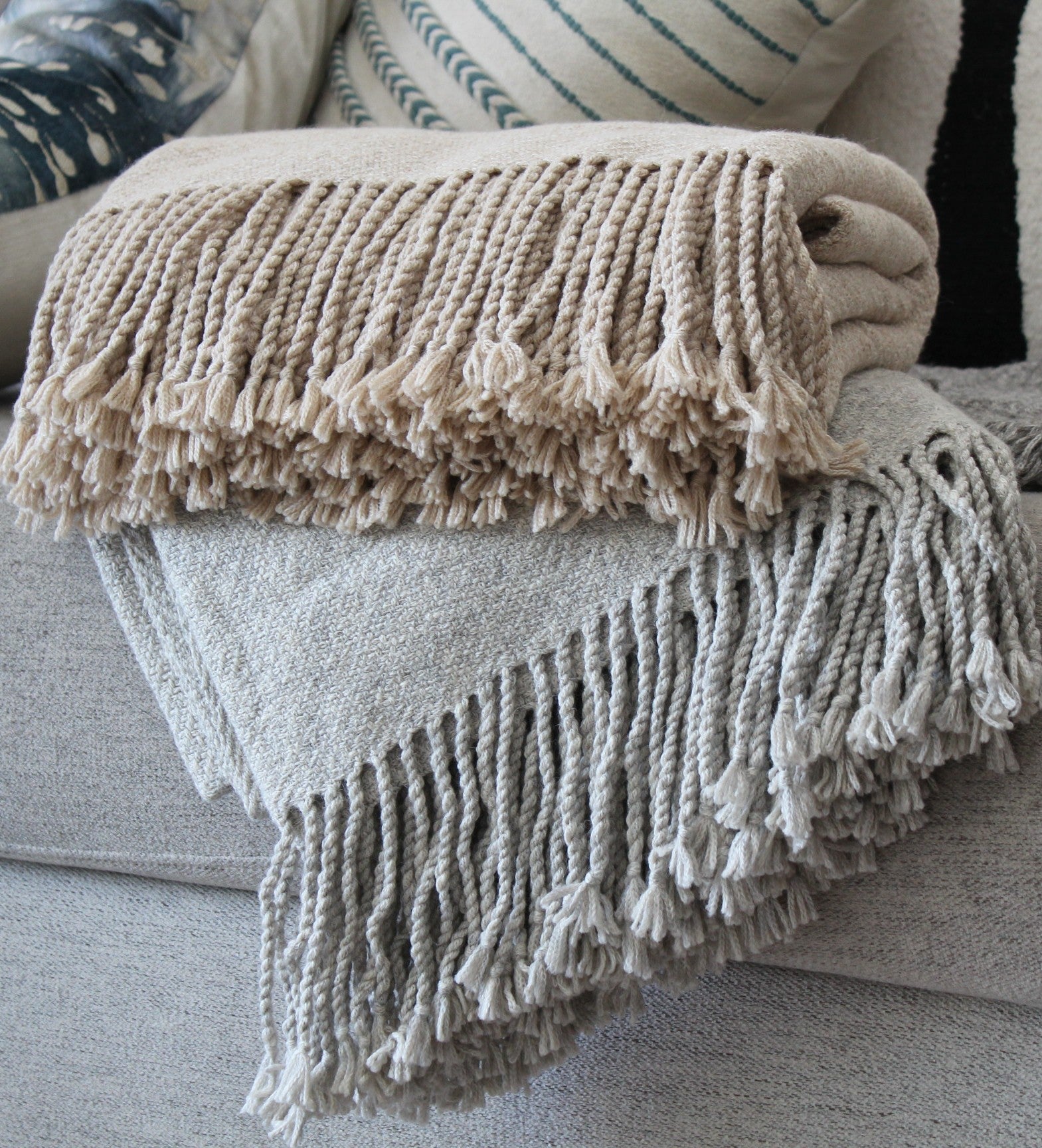 Kulsi Collection - Pima Cotton & Undyed Baby Alpaca Silver Throw
