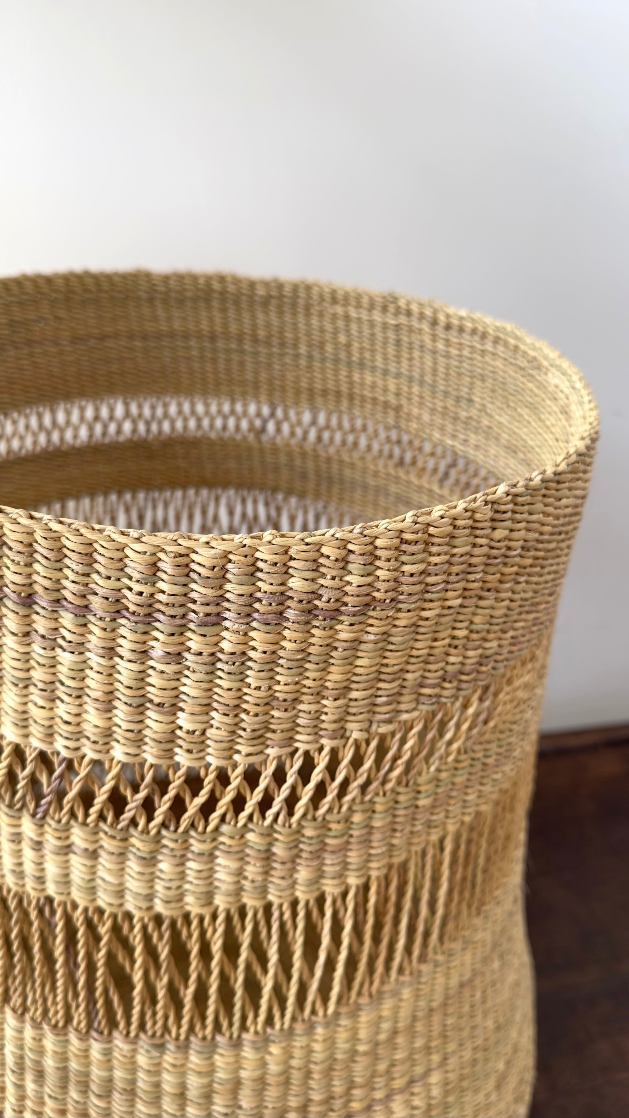 Mixed Weave Natural Planter Basket - Tall